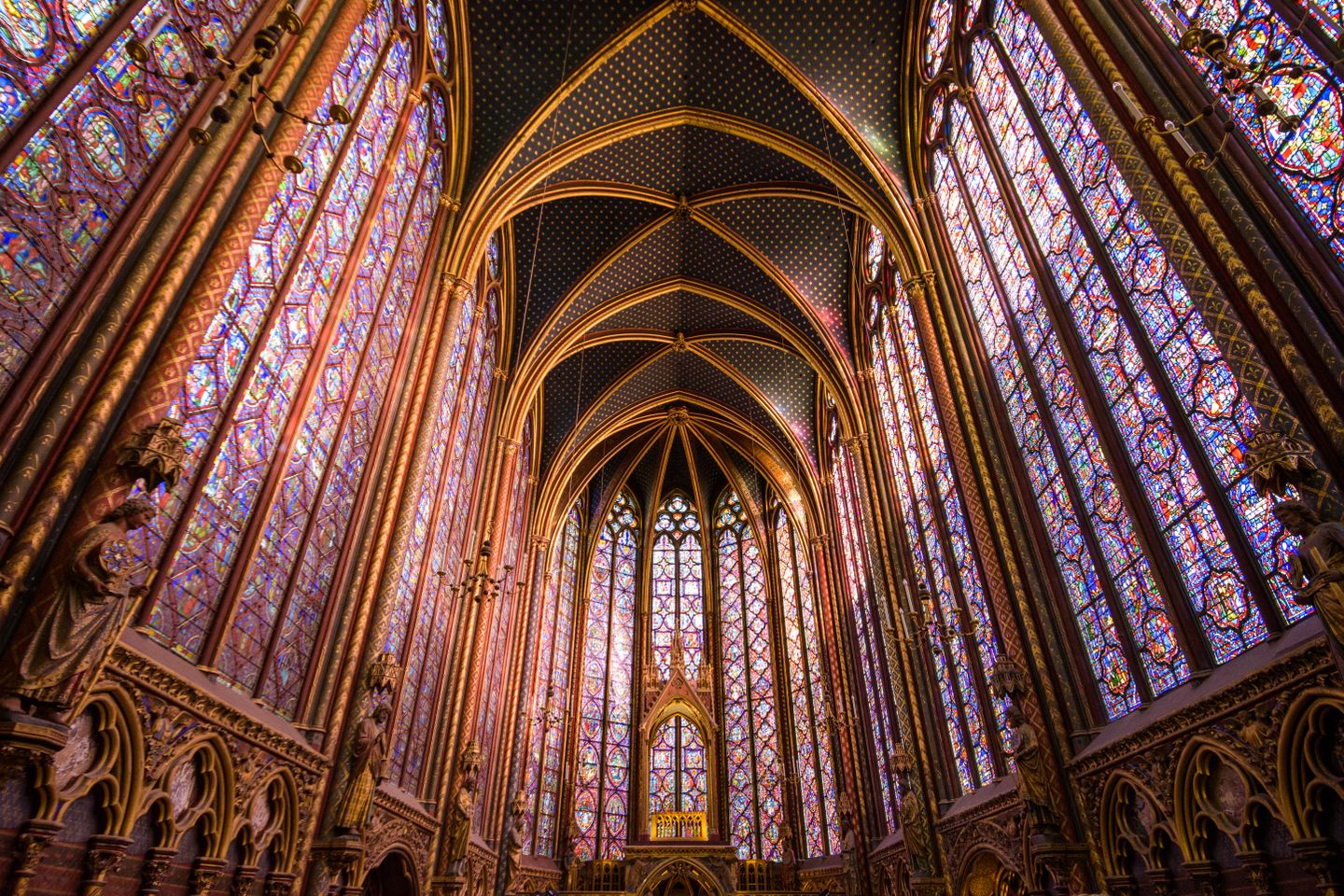 Stained glass windows in the Sainte-Chapelle, Holy Chapel, in Paris