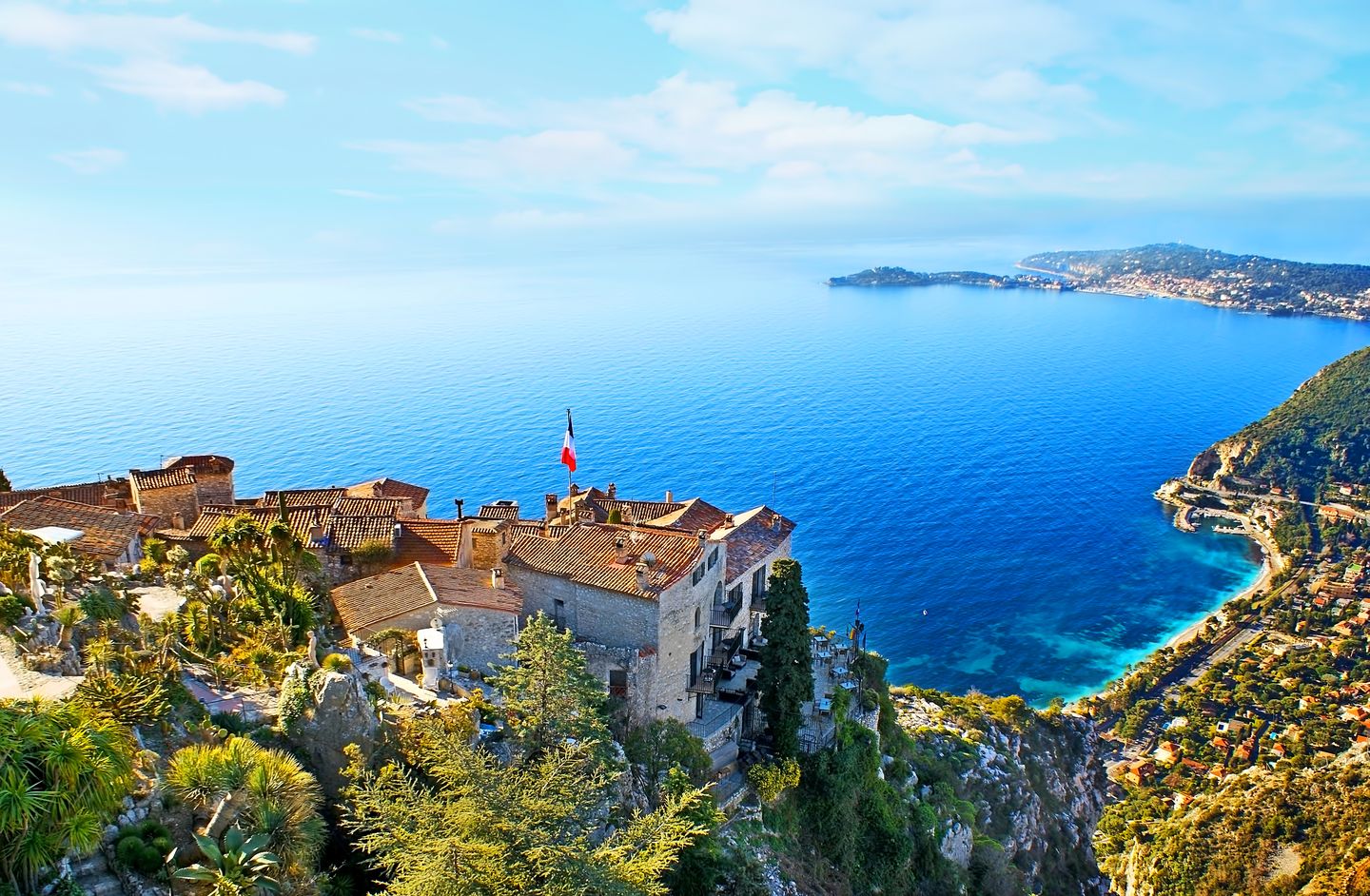 Looking down at the coast from Eze, a town on the French Riviera