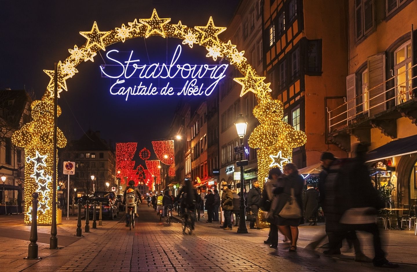 Christmas lights in Strasbourg, France.