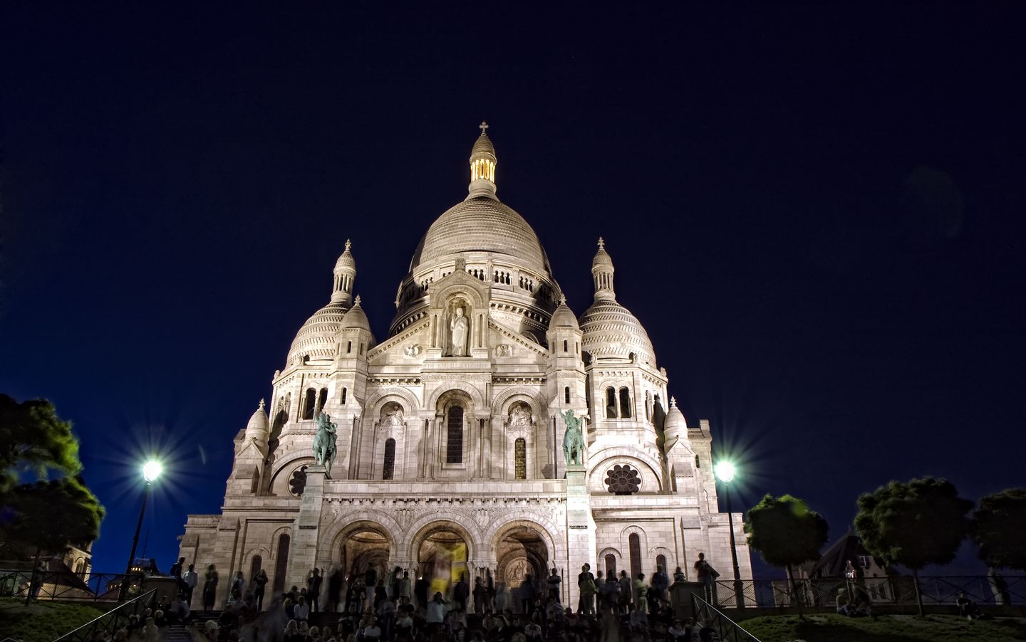 Sacre Coeur in Paris on a clear night